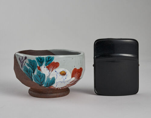 Japanese Studio Ceramic Bowl and Old Plastic Ciggratte Box
