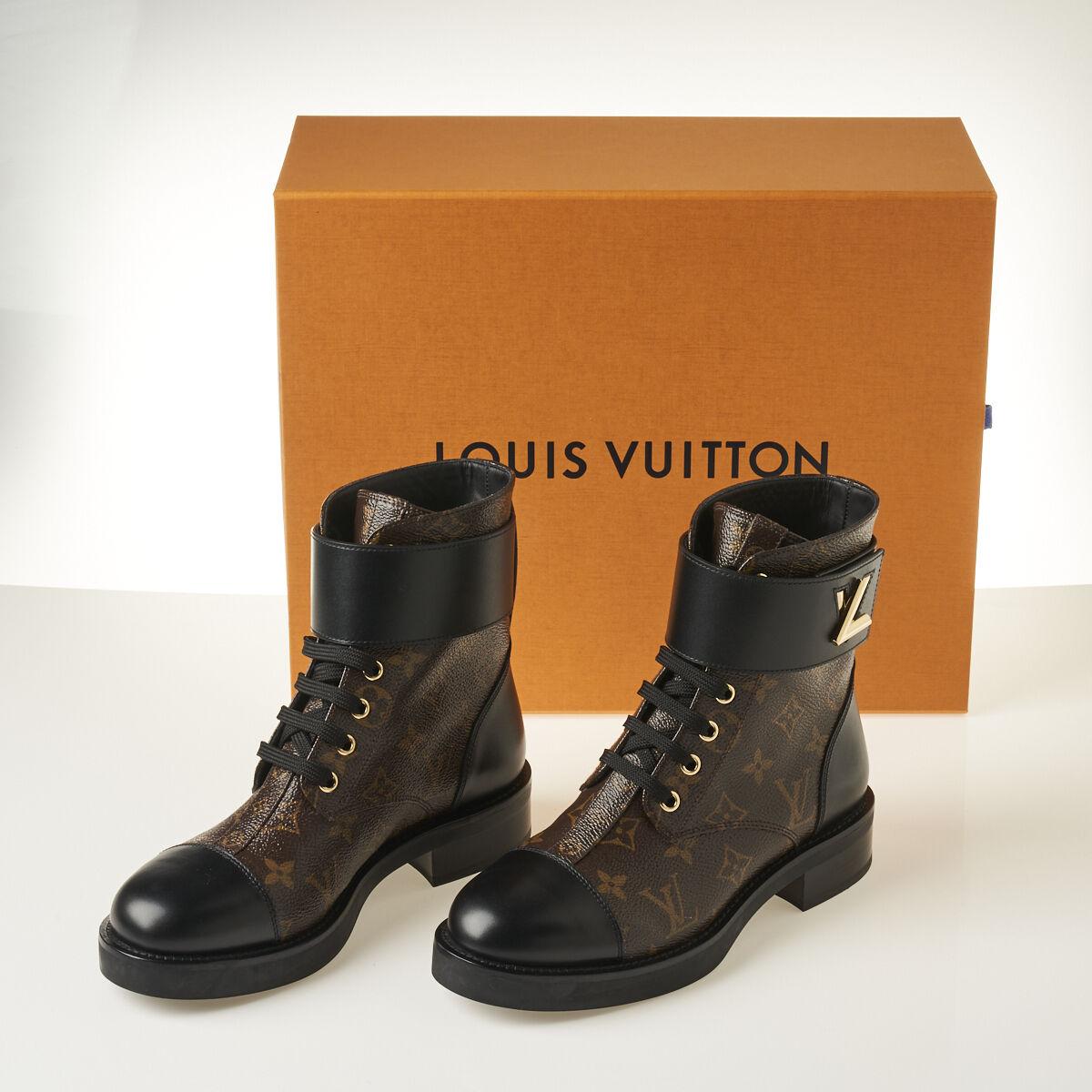 Louis Vuitton, Shoes, Louis Vuitton Monogram Wonderland Twist Flat Ranger  Combat Boots