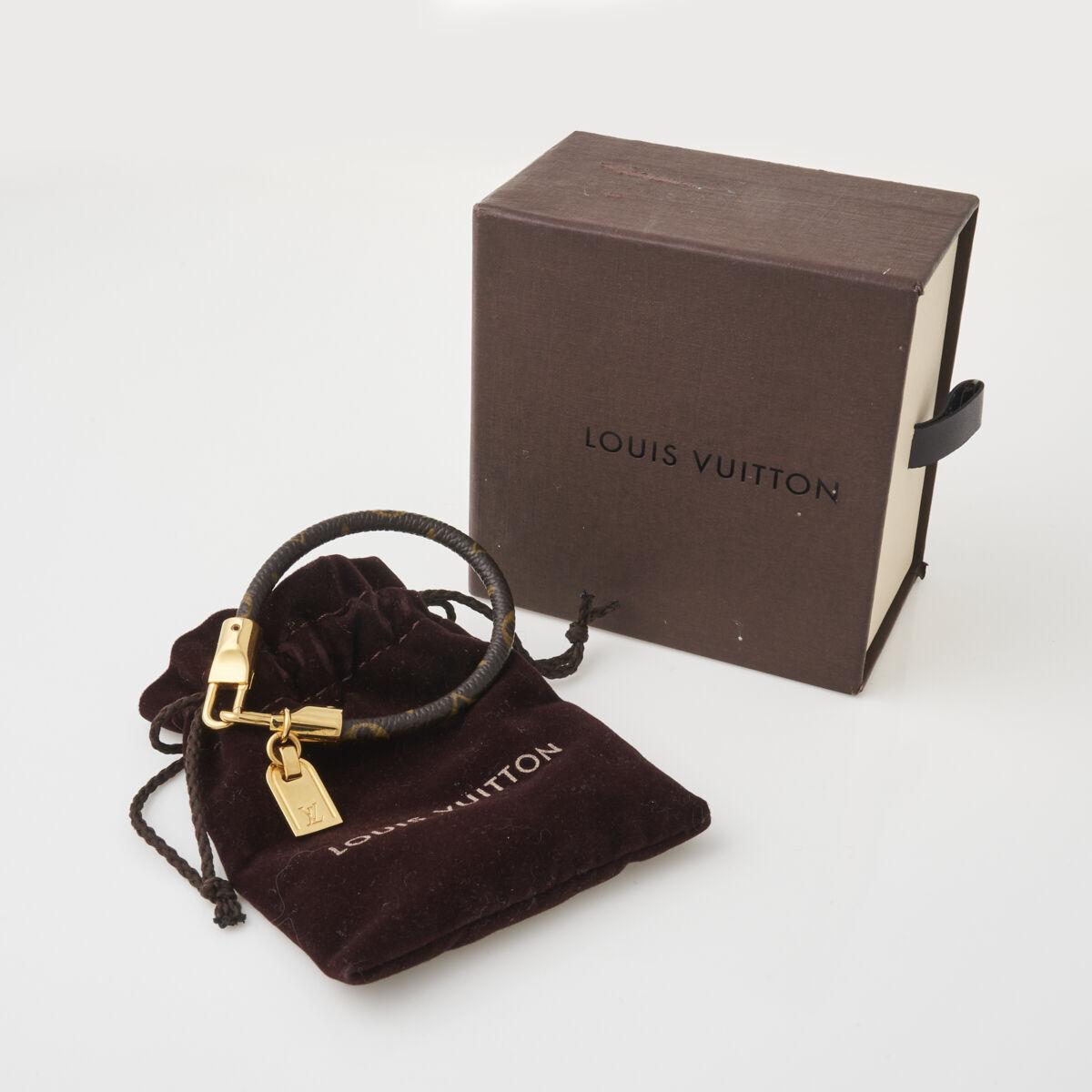 Louis Vuitton Monogram Luggage Tag Charm Bracelet with Box