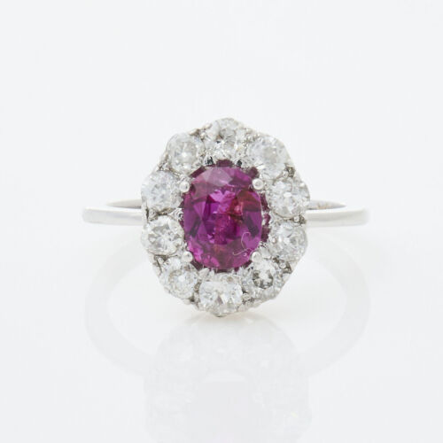 18ct White Gold, .90ct Ruby and Diamond Ring