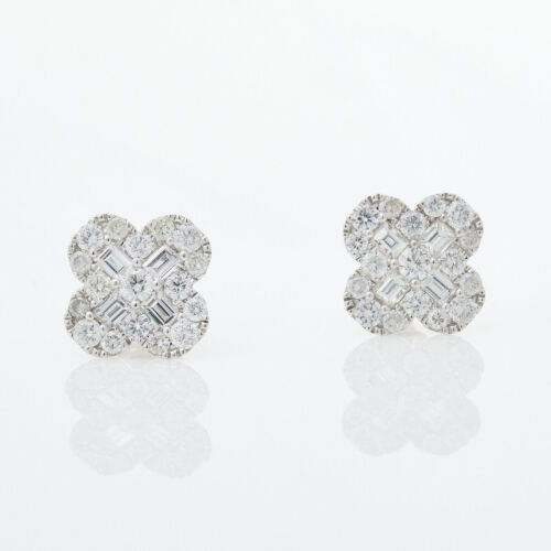 18ct White Gold, Diamond Cluster Stud Earrings of 2.42cts Total Diamond Weight
