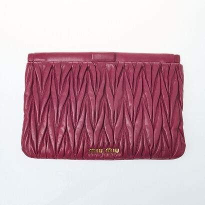 Miu Miu Pink Matelasse Leather Clutch Bag