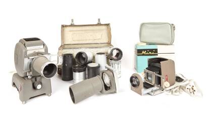 A Box Lot of 35mm Projectors and Parts Prado, Leitz and Minolta