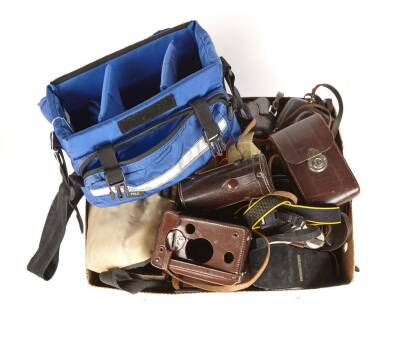 A Box Lot of Various Leather ERC Camera Cases etc.