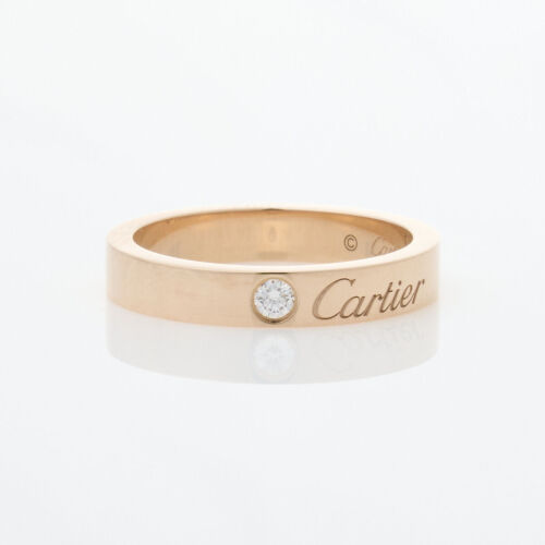 Cartier, 18ct Rose Gold Single Diamond Band, Size 47