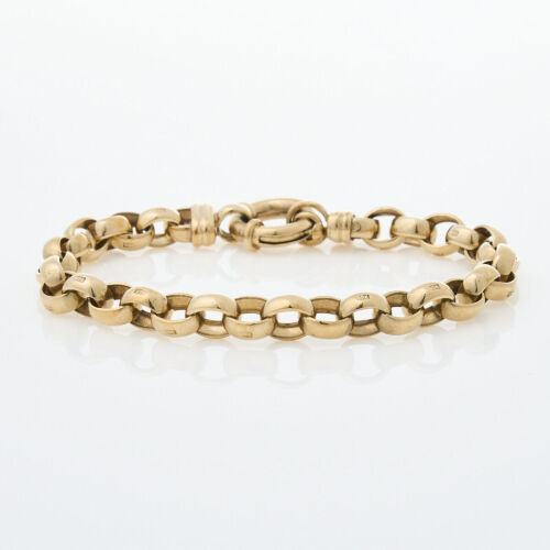 9ct Yellow Gold Belcher Link Bracelet with Bolt Ring Clasp