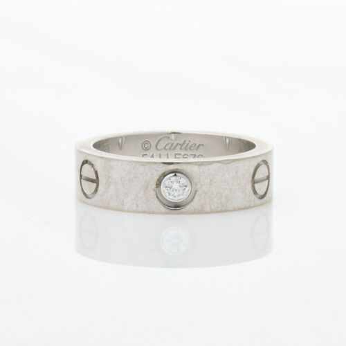18ct White Gold Diamond Cartier Love Ring, Size 54