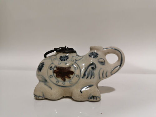 A Chinese Blue and White and Copper-Red 'Elephant' Lamp