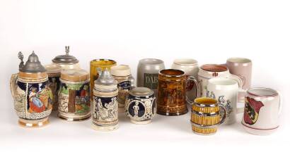 Assorted Lot of Beer Steins and Capodimonte Birds