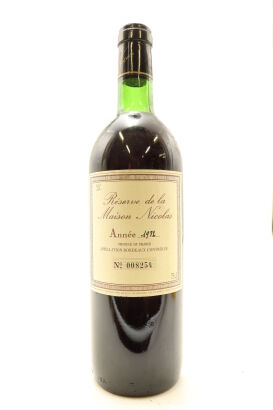 (1) 1982 Reserve de la Maison Nicolas, Bordeaux