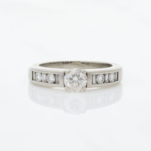 Palladium, .45ct Diamond Ring with .29ct Diamond Shoulders