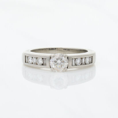 Palladium, .45ct Diamond Ring with .29ct Diamond Shoulders