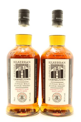 (2) Glengyle Distillery Kilkerran Sherry Cask Matured 8 Year Old Single Malt Scotch Whisky, 58.1% ABV