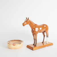 A Crown Lynn Carbine Horse and Ashtray