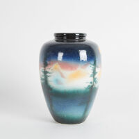 A Hand-Painted Sunrise Vase Decorated by Cam Brown Senior