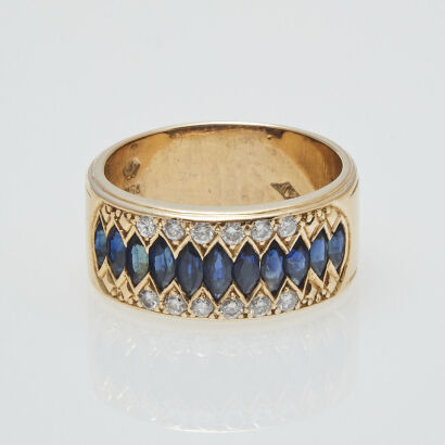 18ct Yellow Gold, 2.40ct Sapphire and Diamond Ring