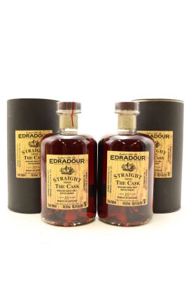 (2) Edradour Straight From The Cask Sherry Finish Single Malt Scotch Whisky, 500ml, 58.5% ABV