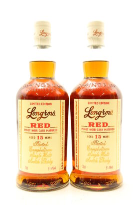 (2) Longrow 'Red' Limited Edition Fresh Pinot Noir Casks Peated 15 Year Old Single Malt Scotch Whisky, 51.4% ABV