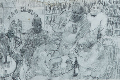 GARTH TAPPER Pencil Sketch for Public Bar