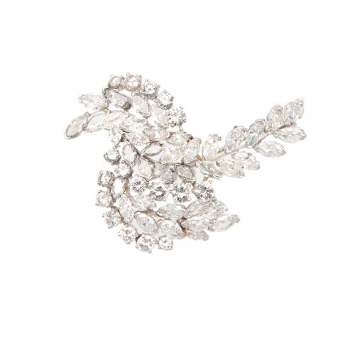 Platinum Diamond Cluster Brooch