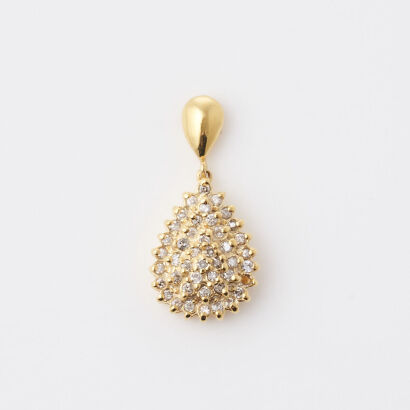 10ct Yellow Gold, Tear Drop Diamond Pendant of .70ct Total Diamond Weight