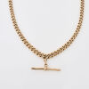 9ct Rose Gold, 42cm Curb Link Necklace with T bar.