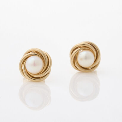 14ct Yellow Gold, Akoya Pearl Stud Earrings