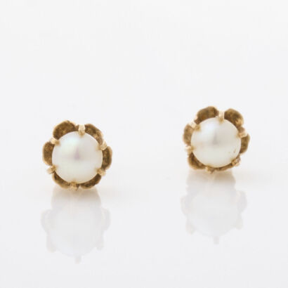 14ct Yellow Gold, 5.4mm Pearl Stud Earrings