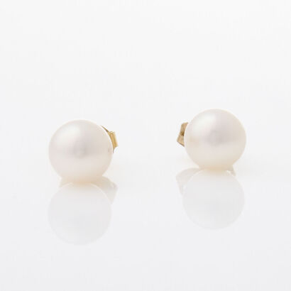 18ct Yellow Gold, 8.0mm Pearl Stud Earrings