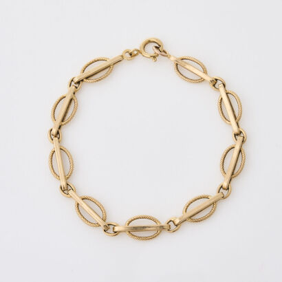 9ct Yellow Gold, 18cm, Flexible Fancy Link Bracelet