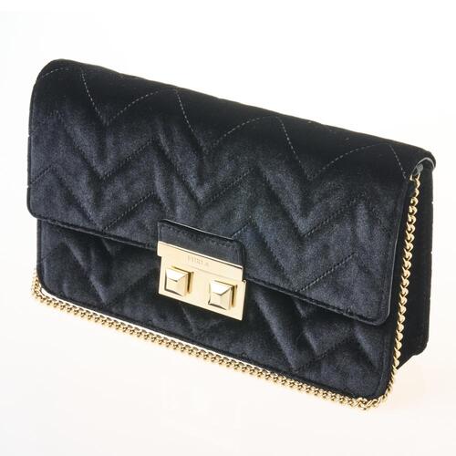 Furla Quilted Black Velvet Shoulder Bag