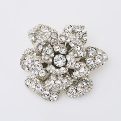 Sonia Rykiel White Crystal Flower Brooch