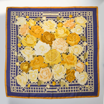 Hermès 90cm x 90cm Roseraie 100% Silk Scarf