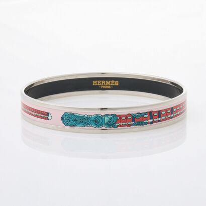 Hermès Pink, Red, Blue Enamel Bangle