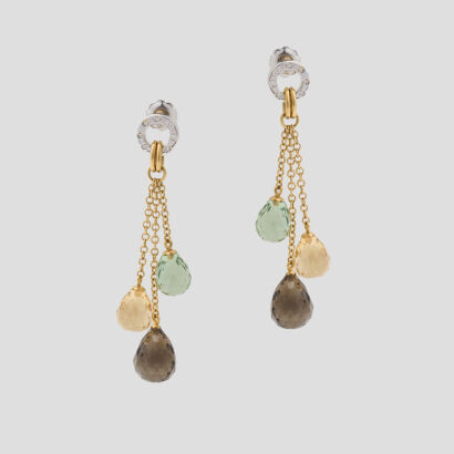 18ct White Gold, Multicolour Gemstone Drop Earrings