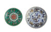 A Chinese Late-19th Century Famille-Rose Saucer and a Chinese Late-19th Century blue and White Saucer