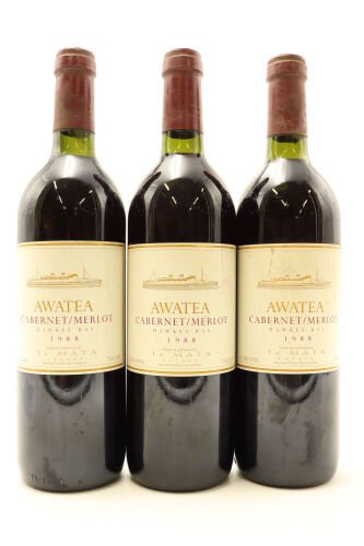 (3) 1988 Te Mata Estate Awatea Cabernets Merlot, Hawke's Bay