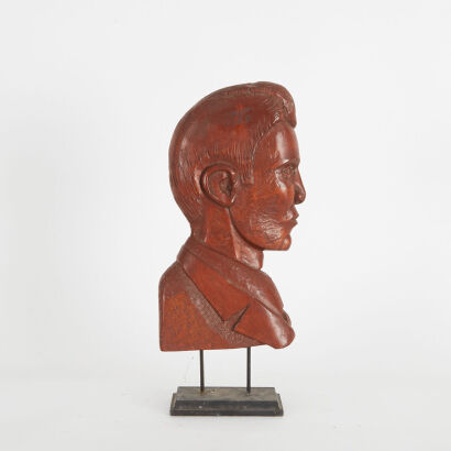 A Folk Art Carved Bust of Elvis Presley