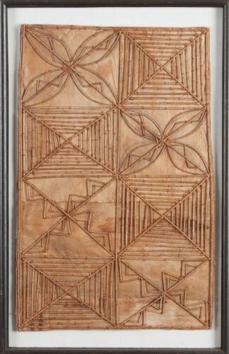 A Framed Kupesi Rubbing Tablet, Tonga