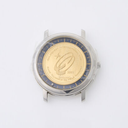 A Gold Quest Coin Watch Case with approx. 5 gram 999.9 Yellow Gold Coin