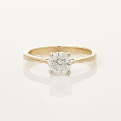 18ct Yellow Gold and Platinum, 1.10ct Diamond Solitaire Ring