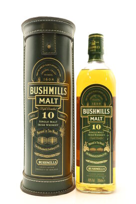 (1) Bushmills 10 year old Single Malt Irish Whiskey with Stitched Leather Case, 40% ABV