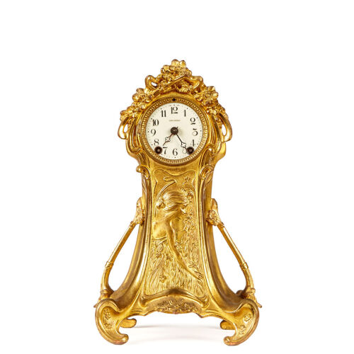 An Art Nouveau Brass Clock