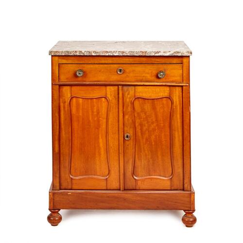 A Small Mahogany Marble-Topped Cabinet