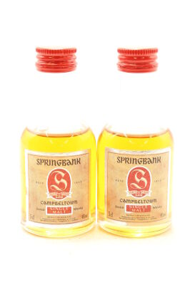 (2) Springbank 25 Year Old Single Malt Scotch Whisky Miniature, 46% ABV, 50ml, Circa 1990s