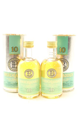 (2) Bruichladdich 10 Year Old Single Malt Scotch Whisky Miniature, 46% ABV, 50ml