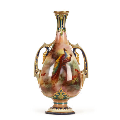 A Hadley's Royal Worcester Two-Handled Vase