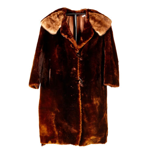 An Alysha Seal Dyed Lamb Coat with Mink Collar Detail