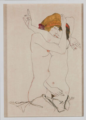 Egon Schiele Two Women Embracing Framed Print