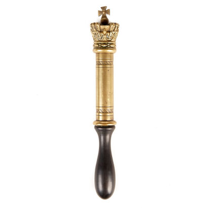 A 19th Century Brass and Ebony Tipstaff Crown